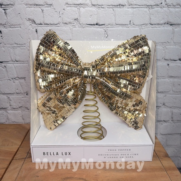 Bella Lux Gold Bow Tree Topper - Picture 2 of 3